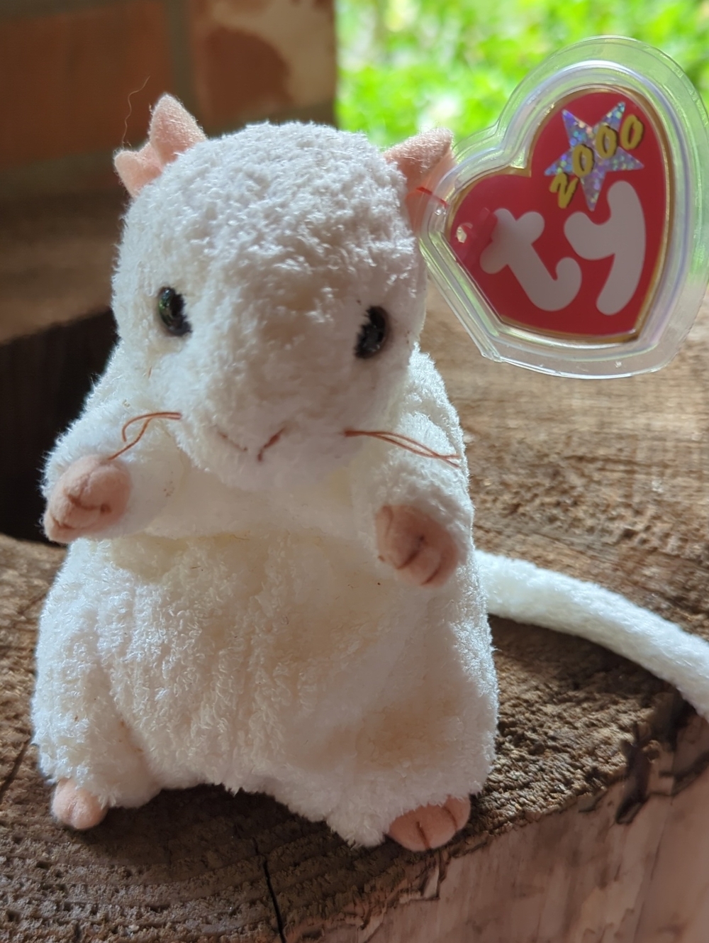 Ty Beanie Baby 2000 Series White Plush Hamster 'Cheezer'